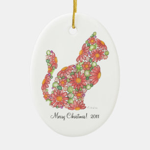 De Cerâmica Ornamento do gatinho do Natal