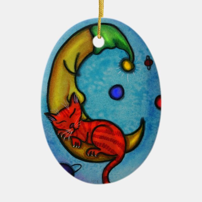 De Cerâmica Ornamento do gato e da lua (Frente)