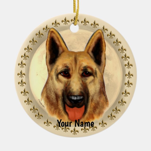 De Cerâmica ornamento do german shepherd (Frente)