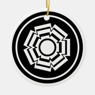 De Cerâmica Ornamento do Groove Floral, Preto e Branco
