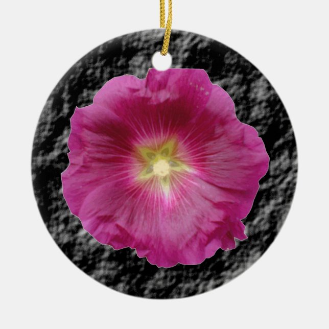 De Cerâmica Ornamento do Hollyhocks Roxo (Frente)
