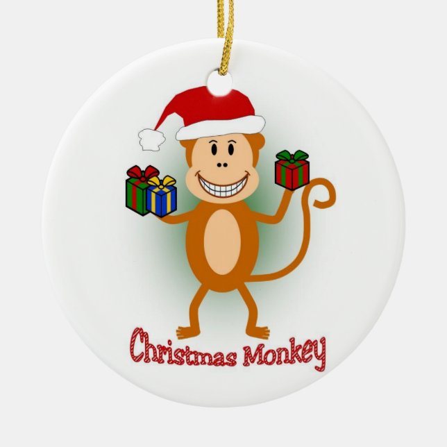 De Cerâmica Ornamento do macaco do Natal (Frente)