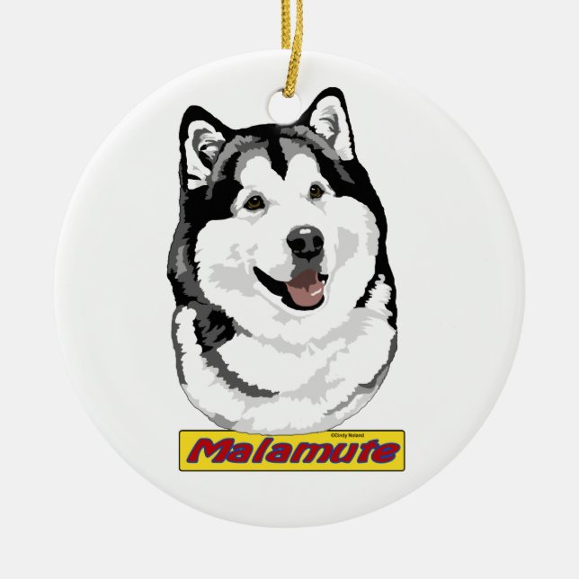 De Cerâmica Ornamento do Malamute do Alasca (Frente)