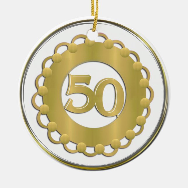 De Cerâmica Ornamento do ouro 50th (Frente)