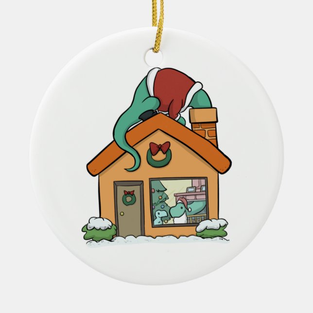 De Cerâmica Ornamento do papai noel do Apatosaurus (Frente)