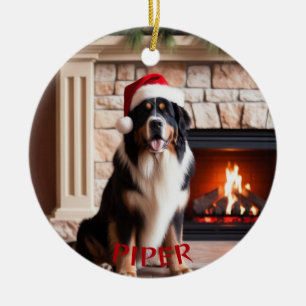 De Cerâmica Ornamento do Papai Noel do Cachorro Bernês