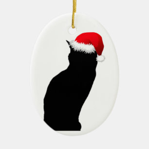 De Cerâmica Ornamento do papai noel do gato preto