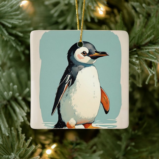 De Cerâmica Ornamento do pinguim Adorável (Árvore)