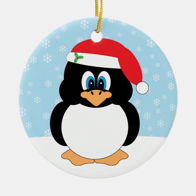 De Cerâmica Ornamento do pinguim do Feliz Natal (Frente)