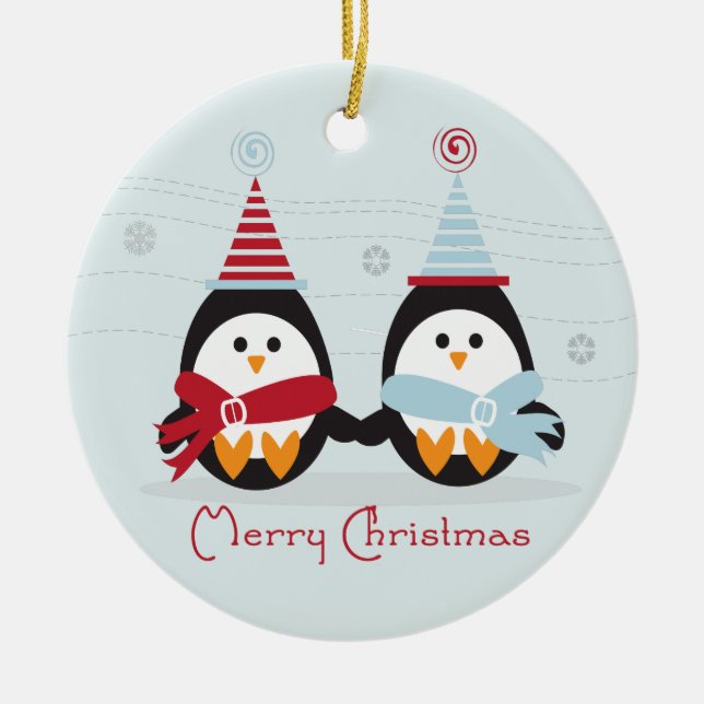 De Cerâmica Ornamento do pinguim do Natal (Frente)