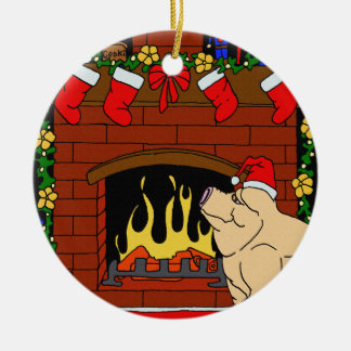 De Cerâmica Ornamento do porco do Natal