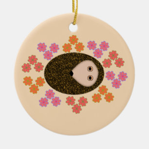 De Cerâmica Ornamento do porco e das flores com sono