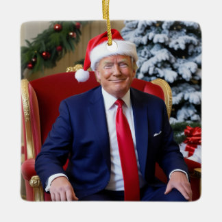 De Cerâmica Ornamento do Presidente Donald Trump Santa Hat