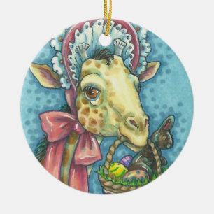 De Cerâmica ORNAMENTO do PRIMAVERA do GIRAFA da PÁSCOA redond