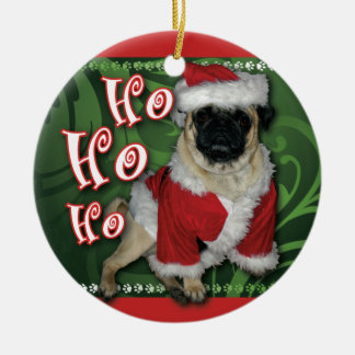De Cerâmica Ornamento do Pug do papai noel