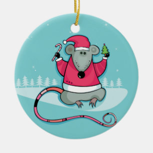 De Cerâmica Ornamento do rato do Natal