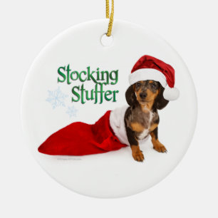 De Cerâmica Ornamento do Stuffer da meia do Dachshund do RD