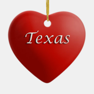 De Cerâmica Ornamento do Texas Red Heart Keepsaokment