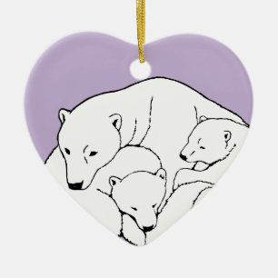 De Cerâmica Ornamento do Urso Polar, Mãe Bebê Presente Persona