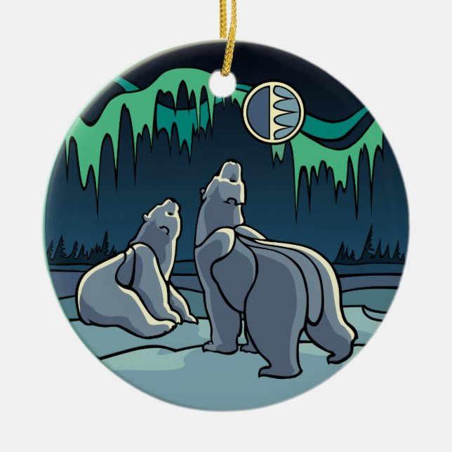 De Cerâmica Ornamento do Urso Polar Manipulando Presentes do U (Frente)