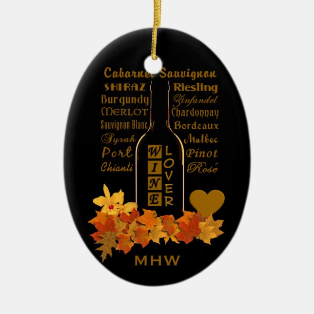De Cerâmica Ornamento do Vinho Monograma Personalizado (Frente)