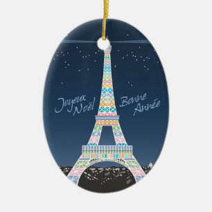 De Cerâmica Ornamento do Xmas da torre Eiffel