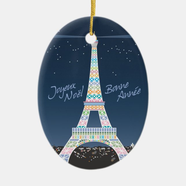 De Cerâmica Ornamento do Xmas da torre Eiffel (Frente)