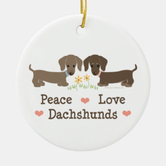 De Cerâmica Ornamento dos Dachshunds do amor da paz