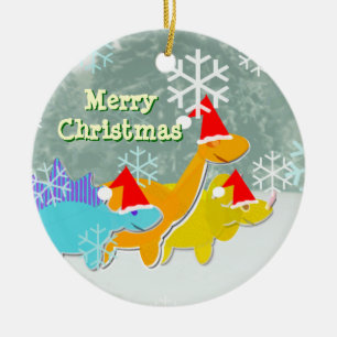 De Cerâmica Ornamento dos dinossauros do Feliz Natal