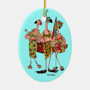 De Cerâmica Ornamento dos flamingos