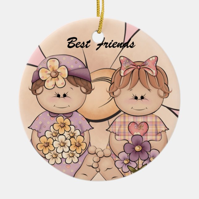 De Cerâmica Ornamento dos Melhores Amigos do Bebê do fofinho (Frente)