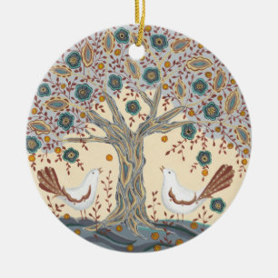 De Cerâmica Ornamento dos pássaros do amor