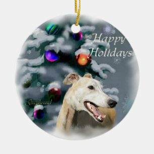 De Cerâmica Ornamento dos presentes do Natal do galgo