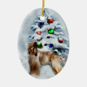 De Cerâmica Ornamento dos presentes do Natal do galgo afegão