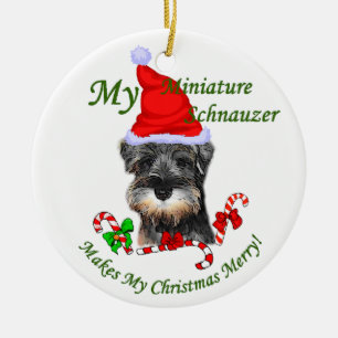 De Cerâmica Ornamento dos presentes do Natal do Schnauzer