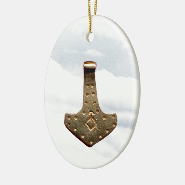 De Cerâmica Ornamento Dourado Thor Hammer do talisman (Esquerda)