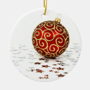 De Cerâmica Ornamento e estrelas vermelhos