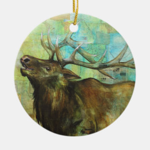 De Cerâmica Ornamento "Earl the Elk"