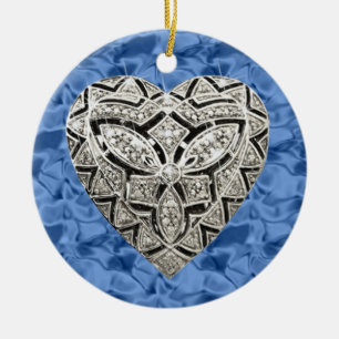 De Cerâmica Ornamento elegante redondo azul do coração do