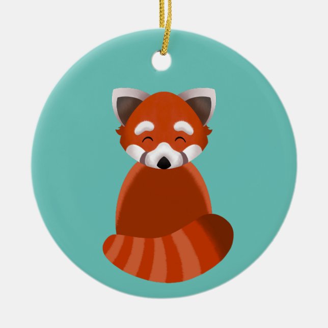 De Cerâmica ornamento em formato plano Red Panda (Frente)