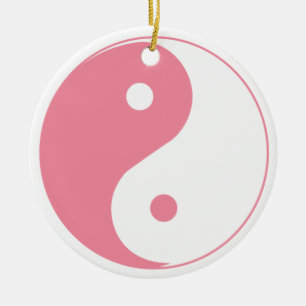 De Cerâmica Ornamento em Yin e Yang, cor-de-rosa-branca