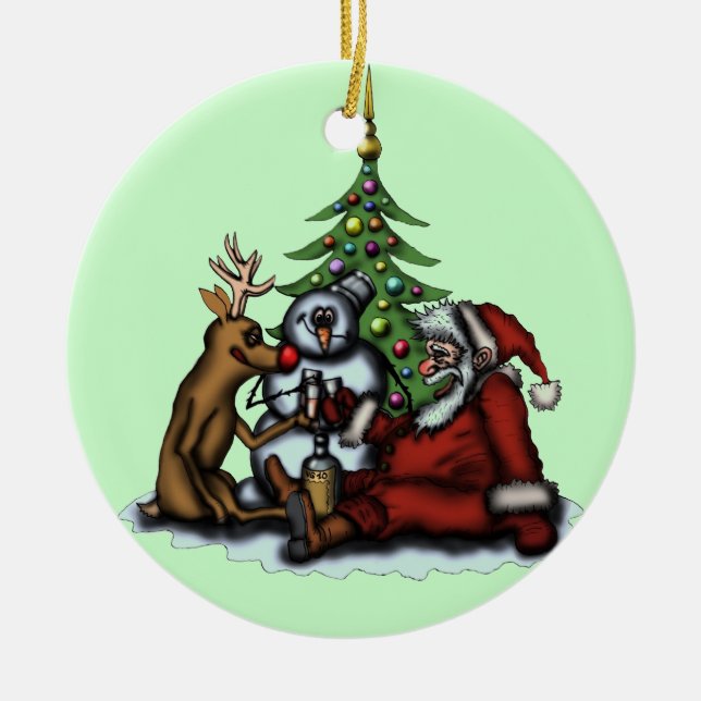 De Cerâmica Ornamento engraçado da árvore do partido do (Frente)