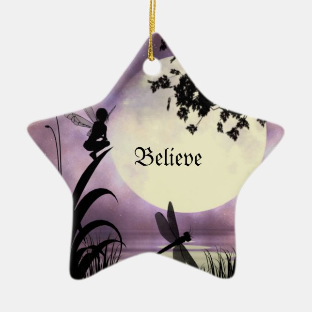 De Cerâmica Ornamento enluarada feericamente da lagoa (Frente)