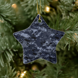 De Cerâmica Ornamento Estrela Azul Camo Porcelain Militar