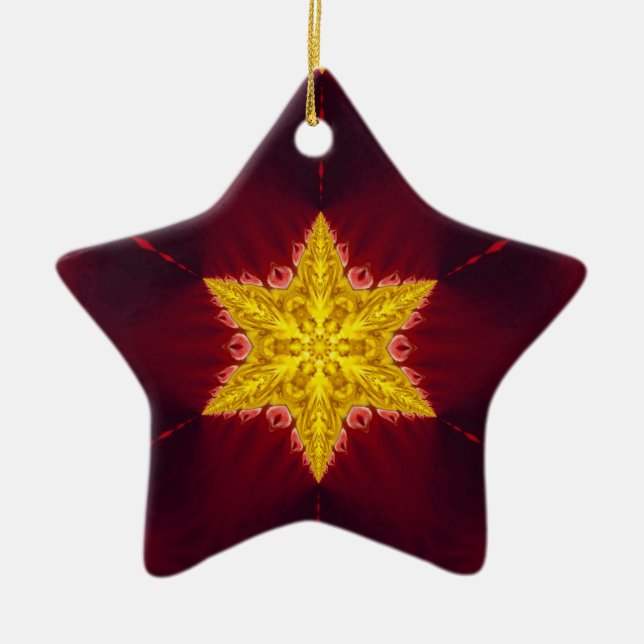 De Cerâmica Ornamento Estrela Dourada (Frente)