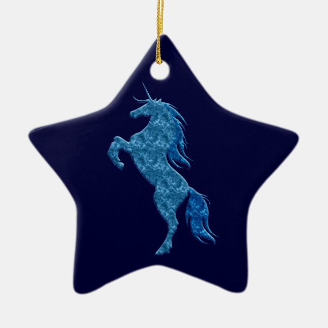 De Cerâmica Ornamento Estrela Unicórnio Blue Fire (Frente)