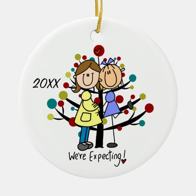 De Cerâmica Ornamento expectante do feriado das mães do casal (Frente)