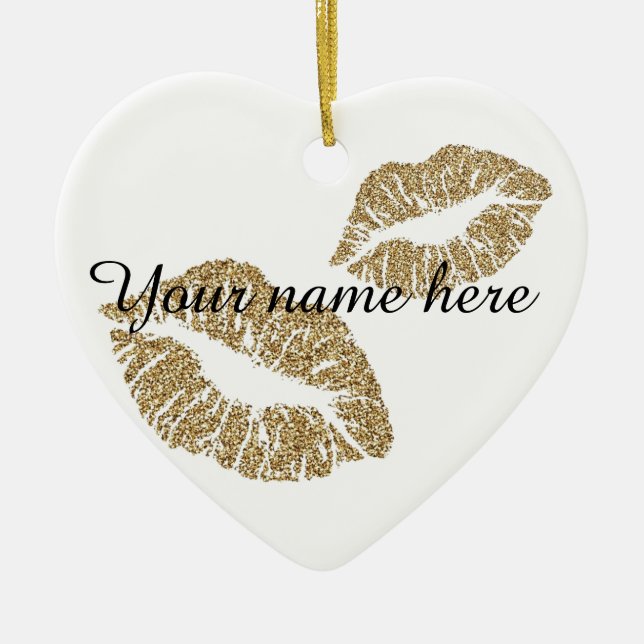 De Cerâmica Ornamento feito sob encomenda dos lábios do brilho (Frente)