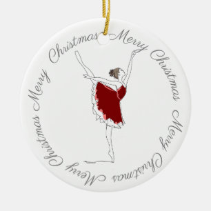 De Cerâmica Ornamento Feliz Natal Red Ballerina
