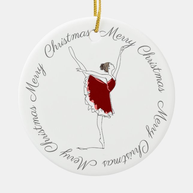 De Cerâmica Ornamento Feliz Natal Red Ballerina (Frente)